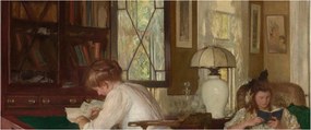 Tablou - Edmund Tarbell, Josephine and Mercie, reproducere (120x50 cm)