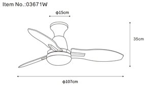 Globo 03671W - Ventilator tavan LED GALE 22W 230V 3000/4500/6000K +DO