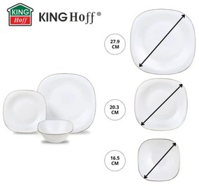 Set farfurii 18 piese, opal, alb cu auriu Kinghoff KH-1923