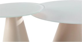Măsuțe de cafea crem 2 buc. rotunde cu blat din sticlă ø 80 cm Vida – MOME