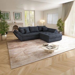 Colțar extensibil dumonde cu ladă de depozitare si sezut confortabil din spuma high-density, Loana Enjoy Antracit II 270x185 cm