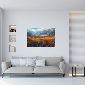 Tablou - Peisaj montan pictat II. (90x60 cm)