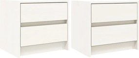 vidaXL Noptiere, 2 buc., alb, 40x31x35,5 cm, lemn masiv de pin