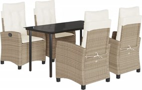 vidaXL Set mobilier de grădină cu perne, 5 piese, bej, poliratan