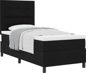 vidaXL Pat cu arcuri cu saltea cu headboard Negru 80 x 200 cm țesătură