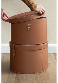 Cutii de depozitare maro 2 buc. din carton cu capac, decorative ø 37,5x25 cm Rut Restore Paper Laminate – Bigso