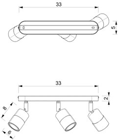 Spot MIZU 3xGU10/8W/230V negru/alamă