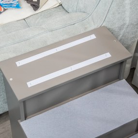 PawHut Scara pentru animale de companie, pentru câini/pisici, 4 trepte, Pluș scurt, până la 30 kg, 40 x 59 x 54,2 cm, Gri | Aosom Romania