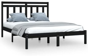 3105224 vidaXL Cadru de pat mic dublu, negru, 120x190 cm, lemn masiv
