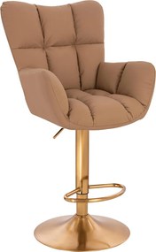 HR650W Scaun Caramel Piele Ecologica Premium Soft cu Bază Aurie