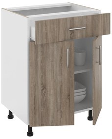 Corp haaus Karo, 1 Sertar, 2 Usi, Stejar Sonoma Inchis/Alb, 60 x 50 x 80 cm