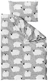 Lenjerie de pat creponata WHITE SHEEPS gri Dimensiune lenjerie de pat: 70 x 90 cm | 140 x 200 cm