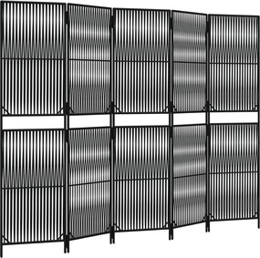 vidaXL Separator de cameră cu 5 panouri, negru, poliratan