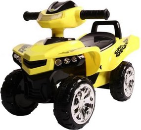 Masinuta cu Functie de Trotineta Fara Pedale Pentru Copii NOVOKIDS™ ATV No Fear Rider, Maxim 25 Kg, Cu Melodii, Sezut comfortabil, Galben cu Negru