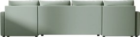 OFERTA Set canapea extensibila in forma de U VENORIA 285x146 cm, verde deschis + 2 perne GRATUIT Calitatea II