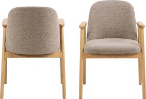 MAZZONI EXPORT RODERIC Bej Latte (material Monza 60)/cadru stejar lăcuit - SCAUN BOUCLÉ DE LEMN RETRO