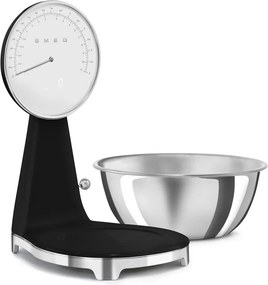 Cantar de bucatarie Smeg KSF01BLWW, Afisaj analogic si digital, Pana la 5 kg/5 l, Functie TARE, Afisaj LED, Baterie reincarcabila, Negru