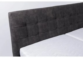 Pat tapițat VIOLET, 180 x 200 cm, gri închis, cu saltea și spațiu de depozitare