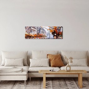 Tablou - Viața în oraș (cu ceas) (90x30 cm)