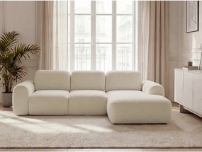 Colțar bej extensibil/cu spațiu de depozitare cu tapițerie din țesătură bouclé (cu colț pe partea dreaptă/cu șezlong) Montaigne – Bobochic Paris