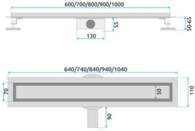 Rigola dus Neox Pro Linear Drain Negru 80cm, Rea