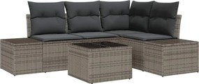 vidaXL Set de canapele pentru grădină 5 pcs Gri poliratan