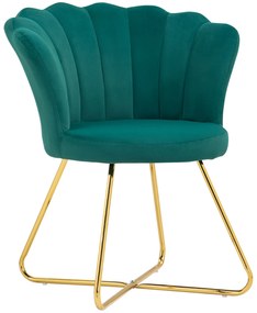 HOMCOM Fotoliu coquillage fotoliu de machiaj fotoliu din catifea fotoliu de salon cu picioare din oțel 69 x 64 x 80 cm verde închis | Aosom Romania