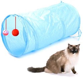 Jucarie pentru pisica de tip Tunel, lungime 50 cm, culoare albastru