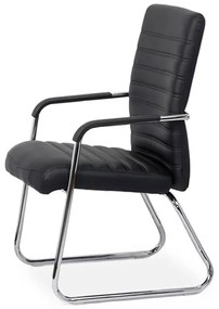 Scaun vizitator negru OFF 833 din piele ecologică cu cadru cromat