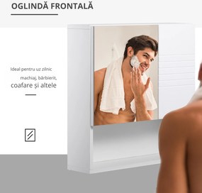 Kleankin Dulapior de Baie cu Oglindă Suspendat, Rafturi Reglabile, Design Compact, 54x15x55cm, Alb | Aosom Romania