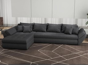 Colțar extensibil dumonde cu ladă de depozitare si sezut confortabil din spuma high-density, Loana XL Enjoy Grafit 335x185 cm