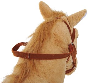 HOMCOM Cal balansoar din pluș pentru copil de la 2 ani, cu efecte sonore, șa și bride 85 cm (lungime) bej | Aosom Romania