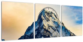Tablou cu munții înzăpeziți, Nepal (cu ceas) (90x30 cm)