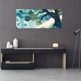 Tablou – Coroană verde a arborelui vieții (120x50 cm)