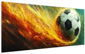 Tablou - Minge de Fotbal în Zbor (120x50 cm)