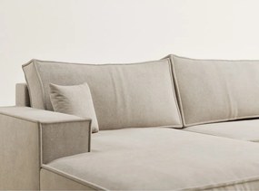 Colțar bej extensibil/cu spațiu de depozitare cu tapițerie din chenille (în formă de "U") Kyoto – Maison de Rêve