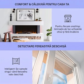 Klarstein Studio Light & Fire 3 Smart, Șemineu, 1000 / 2000 W, MDF, WiFi Control