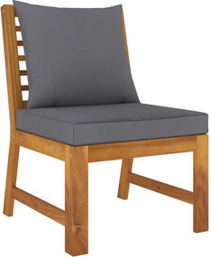 vidaXL Canapea de mijloc modulară, perne gri închis, lemn masiv acacia