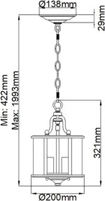 Hinkley HK-GENTRY-P-S-PB - Candelabru suspendat pe lanț GENTRY, 3xE14/60W/230V, auriu