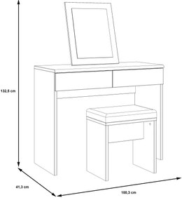 Masă de toaletă ERO cu taburet, maro/negru