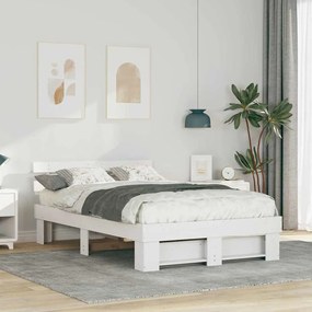 vidaXL Cadru de pat cu headboard Alb 120 x 190 cm Lemn de brad solid