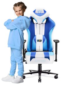 Scaun gaming din material pentru copii Diablo X-Player 2.0: Frost White / alb, Kids Size Diablochairs