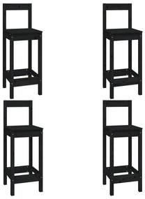 Set mobilier de bar, 5 piese, negru, lemn masiv de pin