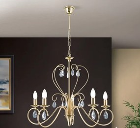 Candelabru 5 brate stil clasic cu cristale K9 Alessia auriu