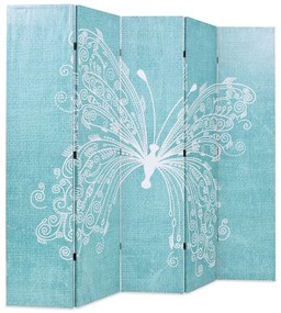 245887 vidaXL Paravan cameră pliabil, albastru, 200 x 170 cm, fluture