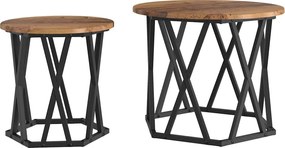 vidaXL Masă laterală 2 pcs lemn recuperat Lemn ingineresc și oțel