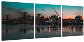 Tablou cu oraș mare (cu ceas) (90x30 cm)