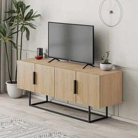 Masă TV în culoare naturală cu aspect de lemn de stejar 140x55 cm Titan – Marckeric