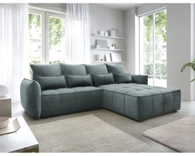 Colțar verde extensibil/cu spațiu de depozitare cu tapițerie din catifea (cu colț pe partea dreaptă/cu șezlong) Campo – ELTAP