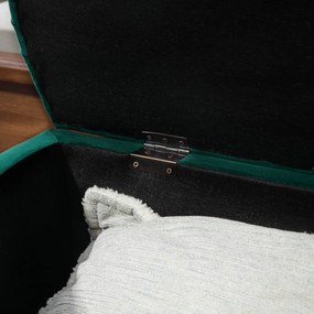 HOMCOM Pouf de Depozitare cu Capac 2 în 1 - Pouf Tapitat în Formă de Semicerc - Picioare Lemn hevea Negru acoperire Catifea verde | Aosom Romania